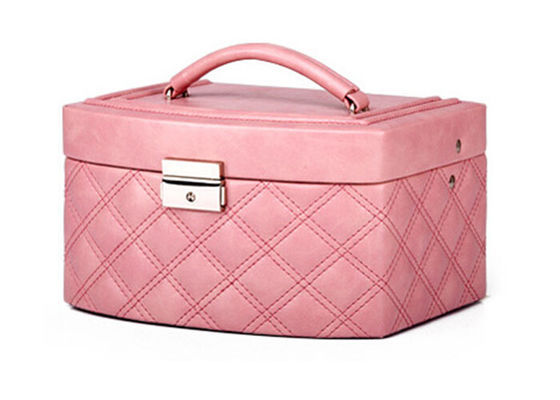 PU leather large jewelry boxes for women with wearable flocking fabric lining